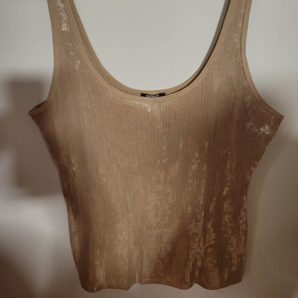 Express Gold Sequin Tank Top
